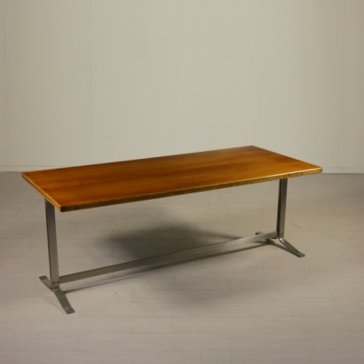 desk, vintage desk, designer desk, Italian design, Italian design desk, {* $ 0 $ *}, anticonline, 70s desk, 80s desk, 70s, 80s, walnut desk, Tanganyika walnut, chromed metal