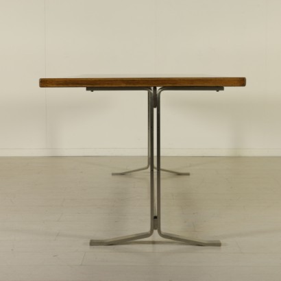 desk, vintage desk, designer desk, Italian design, Italian design desk, {* $ 0 $ *}, anticonline, 70s desk, 80s desk, 70s, 80s, walnut desk, Tanganyika walnut, chromed metal