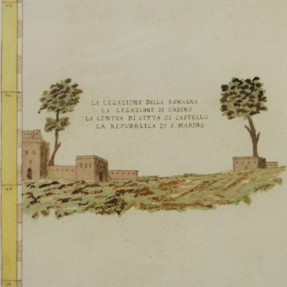 Karte von "die Gesandtschaft der Romagna, die Gesandtschaft von Urbino, die Grafschaft Cirtà, die Republik von San Marino"