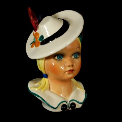 face of a young girl, young ceramic, preciosa pottery, preciosa turin, preciosa manufacture, 50s pottery, vintage pottery, 50s, {* $ 0 $ *}, anticonline