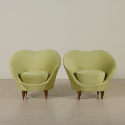 armchairs, armchairs from the 50s, 50s, armchairs attributable to Federico Munari, federico munari, munari armchairs, design armchairs, Italian design, vintage armchairs, Italian vintage, {* $ 0 $ *}, anticonline, restored armchairs, pair of armchairs