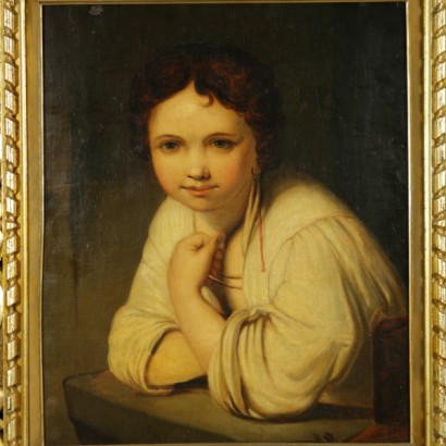 Portrait d’une jeune fille à la fenêtre-particulier