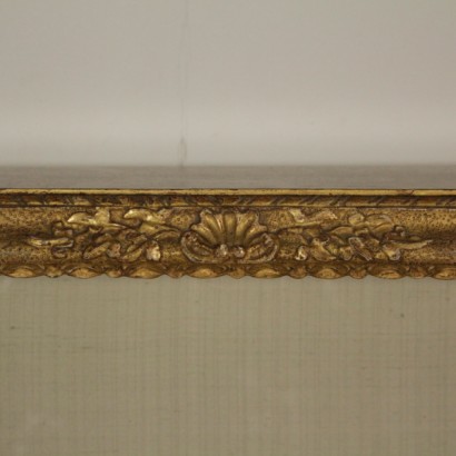 teca, teca antica, teca antiquariato, teca 900, ripiani in cristallo, anta con vetro, cornice antica, cornice intagliata, cornice dorata, di mano in mano, anticonline, teca pensile