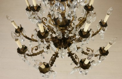 lampadario, grande lampadario, lampadario antico, lampadario antiquariato, lampadario in bronzo, lampadario in bronzo dorato, bronzo dorato, lampadario 900, lampadario quindici bracci, quindici bracci, di mano in mano, anticonline