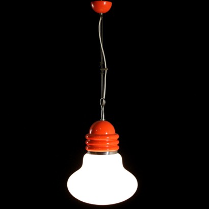 lampada vintage, lampada anni 70, anni 70, lampada vetri colorati, modernariato, vintage, lampada di design, design italiano, vintage italiano, modernariato italiano, di mano in mano, anticonline, alluminio laccato, lampada in alluminio laccato