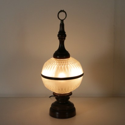 Lampe, Tischlampe, 900 Lampe, Walnusslampe, opakes Glas Lampe, opakes Glas, gedrehte Lampe, {* $ 0 $ *}, anticonline