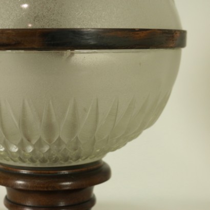 lamp, table lamp, 900 lamp, walnut lamp, opaque glass lamp, opaque glass, turned lamp, {* $ 0 $ *}, anticonline