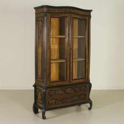 showcase, showcase in baroque style, baroque showcase, baroque style, showcase in walnut, showcase in briar walnut, showcase with drawers, carved showcase, antique showcase, antiques showcase, {* $ 0 $ *}, anticonline