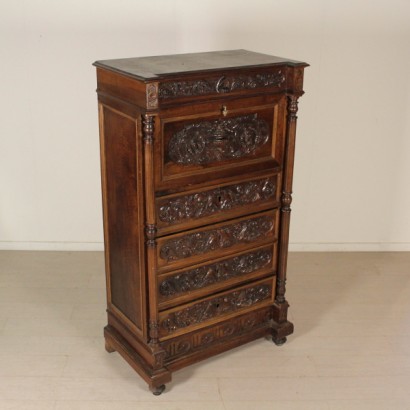 bottega 900, 900, secretaire in style, secretaire in neo-renaissance style, secretaire in 900 style, neo-renaissance style, {* $ 0 $ *}, anticonline, antique secretaire, antique secretaire