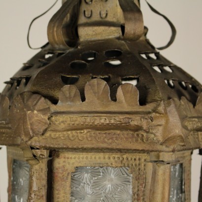 lampe, lampe en fer, fer doré, lampe antique, lampe antique, {* $ 0 $ *}, anticonline, plafonnier, lustre en tôle, lanterne, lanterne antique, lanterne antique