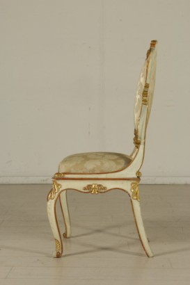 6 Chairs Ivory Lacquered Carved and Gilded Italy First Half 1800