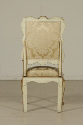 6 Chairs Ivory Lacquered Carved and Gilded Italy First Half 1800