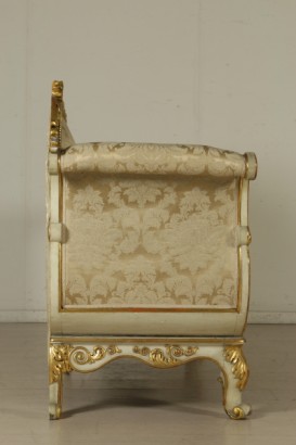 Sofa Ivory Lacquered Carved and Gilded Italy First Half 19th Century