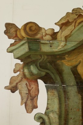 Paar bemalte Bänke-detail