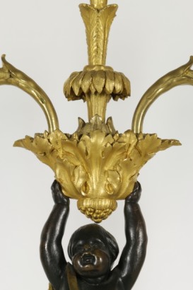 Couple of important Louis XVI three-light candlesticks-detail