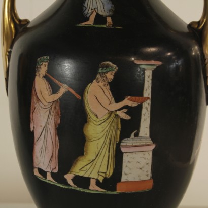 vasi, vasi in ceramica, coppia di vasi, vasi con figure romane, figure romane, vasi antichi, vasi antiquariato, vasi sfondo nero, sfondo nero, di mano in mano, anticonline