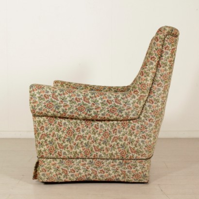 {* $ 0 $ *}, sillón de los años 50, sillón tapizado de los años 50, tapizado de tela, sillón moderno, sillón vintage, vintage italiano, antigüedades italianas modernas