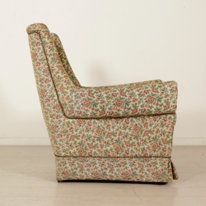 {* $ 0 $ *}, sillón de los años 50, sillón tapizado de los años 50, tapizado de tela, sillón moderno, sillón vintage, vintage italiano, antigüedades italianas modernas