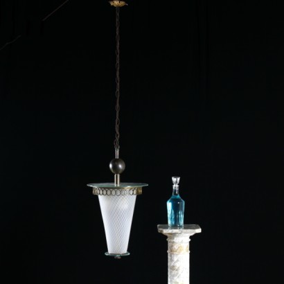 Lampe, Lampe Peterskirche, Pietro Kirche, Lampe aus den 50er, 50er Jahren, moderne Lampe, Vintage Lampe, Italienische Moderne, Italienische Vintage, {* $ 0 $ *}, antionline, verzierte Glaslampe