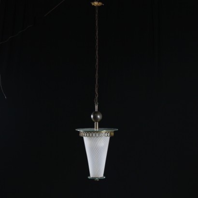 Lampe, Lampe Peterskirche, Pietro Kirche, Lampe aus den 50er, 50er Jahren, moderne Lampe, Vintage Lampe, Italienische Moderne, Italienische Vintage, {* $ 0 $ *}, antionline, verzierte Glaslampe