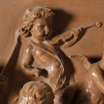 terracotta, musician cherubs, terracotta with musician cherubs, glazed terracotta, antique terracotta, antique terracotta, {* $ 0 $ *}, anticonline