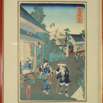 Groupe de six gravures sur bois par Toyohara Kunichika