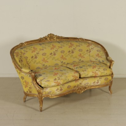 Corbeille Sofa in Gilded Wood