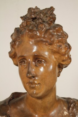 busto, busto in terracotta, busto di dama, busto di dama in terracotta, di mano in mano, anticonline, busto 800, busto antico, busto antiquariato, busto in terracotta