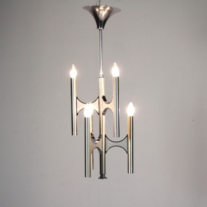 lampada, lampada anni 60, lampada anni 70, lampada vintage, lampada di modernariato, vintage italiano, modernariato italiano, lampada a soffitto, anni 60, anni 70, lampada in alluminio laccato, lampada gaetano sciolari, lampada sciolari, lampada gaetano sciolari, di mano in mano, anticonline