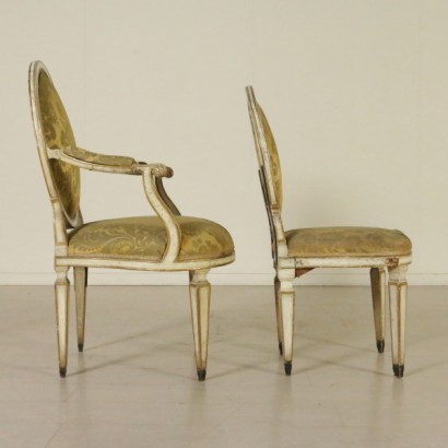 Group of eight armchairs and a chair