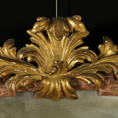Mirror with gilt tooling-detail