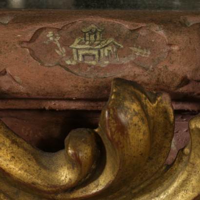 Mirror with gilt tooling-detail