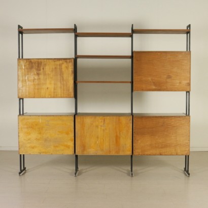 bookcase, vintage bookcase, design bookcase, 60s bookcase, 60s bookcase, modern art bookcase, Italian modern art, Italian vintage, teak bookcase, teak bookcase, metal upright bookcase, metal uprights, {* $ 0 $ *}, anticonline