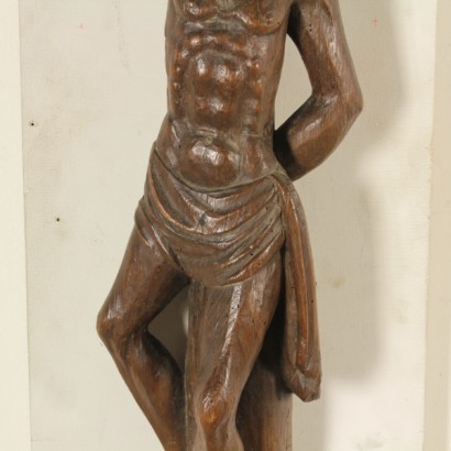 Escultura en madera, San Sebastiano-detalle