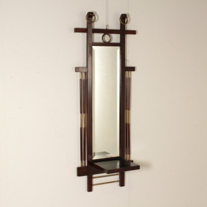 mirror, mirror with shelf, 900 mirror, fruit wood mirror, brass mirror, early 1900 mirror, early 1900 mirror, beveled mirror, {* $ 0 $ *}, anticonline