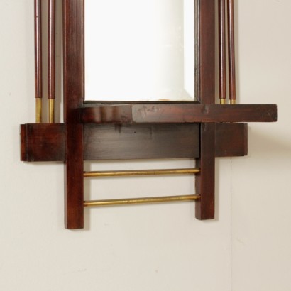 mirror, mirror with shelf, 900 mirror, fruit wood mirror, brass mirror, early 1900 mirror, early 1900 mirror, beveled mirror, {* $ 0 $ *}, anticonline