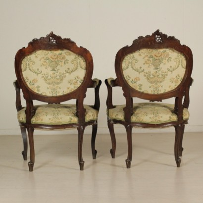 armchairs, pair of armchairs, style armchairs, baroque style, pair of baroque armchairs, baroque armchairs, 900 armchairs, walnut armchairs, padded back armchairs, {* $ 0 $ *}, anticonline