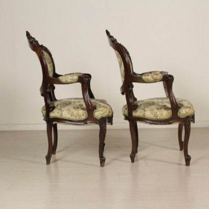 armchairs, pair of armchairs, style armchairs, baroque style, pair of baroque armchairs, baroque armchairs, 900 armchairs, walnut armchairs, padded back armchairs, {* $ 0 $ *}, anticonline