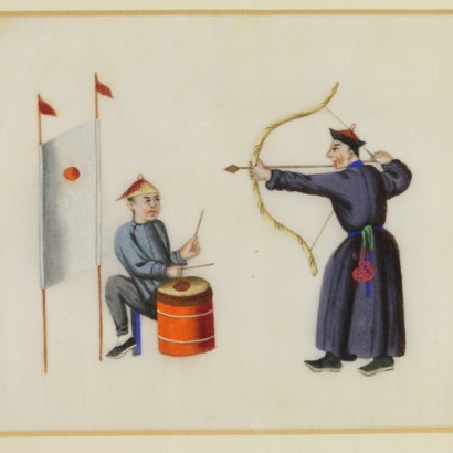 Groupe de douze Peintures Chinoises Papier de Riz Chine '800