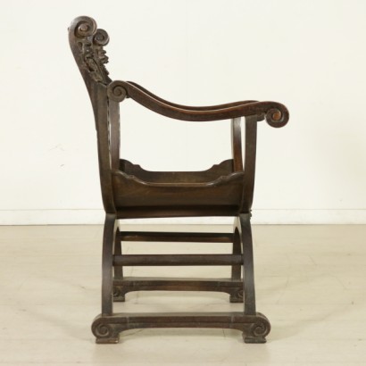 armchair, Savonarola armchair, Savonarola style armchair, Savonarola style armchair, antique armchair, antique armchair, 900 armchair, early 1900s armchair, early 1900s armchair, carved armchair, {* $ 0 $ *}, anticonline