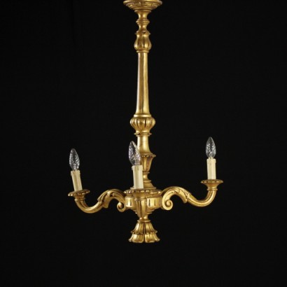 lustre, lustre en bois, lustre 900, lustre en bois doré, lustre doré, lustre à trois bras, lustre à trois bras, {* $ 0 $ *}