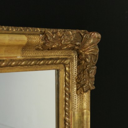 Espejo, espejo antiguo, antiguo espejo, espejo de estilo, espejo en madera dorada, madera dorada, espejo dorado, 900 espejo, primeros 900 espejo, primeros 900 espejo, primer espejo medio 900, {* $ 0 $ *}, anticonline, buril mano de obra , buril