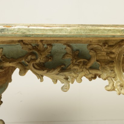 {* $ 0 $ *}, carved and lacquered table, carved table, lacquered table, antique table, antique table, 900 table, 20th century table, Piedmontese table, Turin table, Turin table