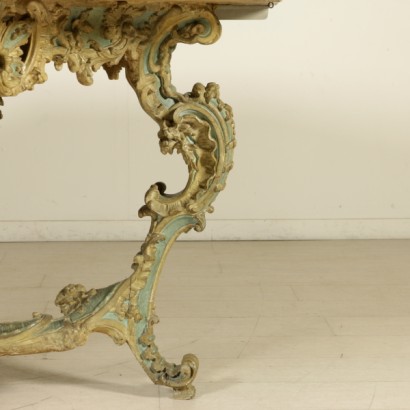 {* $ 0 $ *}, carved and lacquered table, carved table, lacquered table, antique table, antique table, 900 table, 20th century table, Piedmontese table, Turin table, Turin table