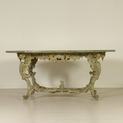 {* $ 0 $ *}, carved and lacquered table, carved table, lacquered table, antique table, antique table, 900 table, 20th century table, Piedmontese table, Turin table, Turin table