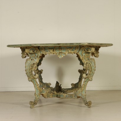 {* $ 0 $ *}, carved and lacquered table, carved table, lacquered table, antique table, antique table, 900 table, 20th century table, Piedmontese table, Turin table, Turin table