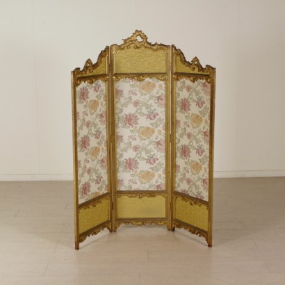 screen, three-element screen, antique screen, antique screen, 900 screen, gilded wood screen, baroque style screen, baroque screen, {* $ 0 $ *}, anticonline, carved coping