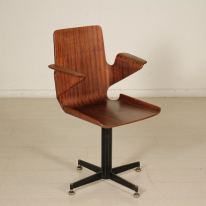 sedia, sedia singola, sedia vintage, sedia di modernariato, sedia di design, sedia con braccioli, sedia in compensato, sedia in compensato curvato, sedie anni 50, sedia anni 60, anni 50, anni 60, di mano in mano, anticonline