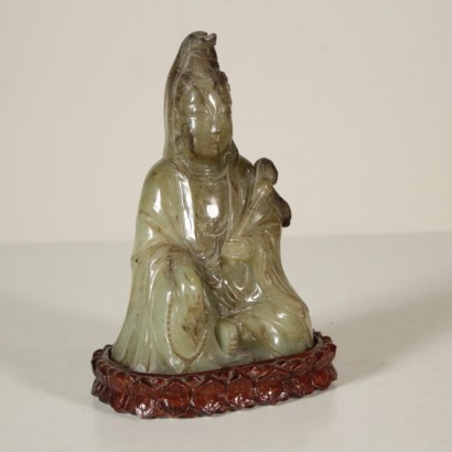 sculpture orientale, sculpture en jade, figure orientale assise, sculpture 900, sculpture milieu 900, sculpture chine, sculpture chinoise, {* $ 0 $ *}, anticonline