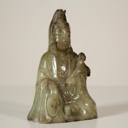 sculpture orientale, sculpture en jade, figure orientale assise, sculpture 900, sculpture milieu 900, sculpture chine, sculpture chinoise, {* $ 0 $ *}, anticonline